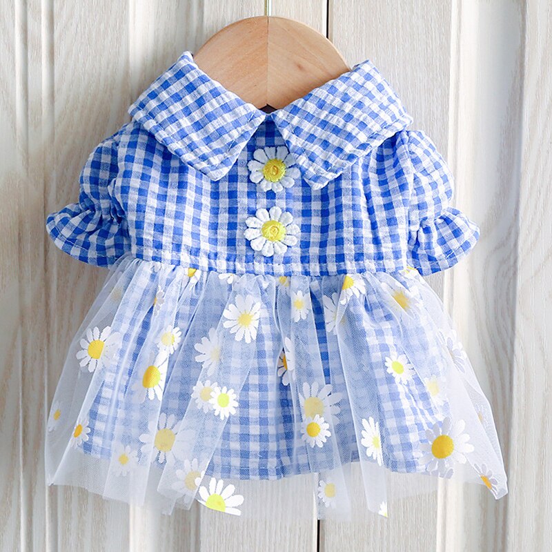 Summer Dog Dress for Dogs Skirt Princess Teddy Grid Pettiskirt Dress Pet Clothes Puppy Costume Spring Pet Clothing