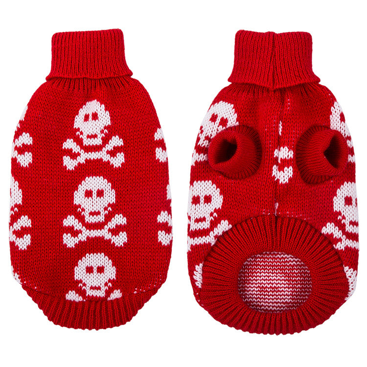New Autumn And Winter Small Skull Head Personality Halloween Pet Sweater Pet Clothing Cat And Dog Clothes