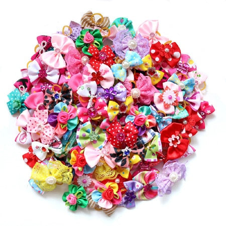 10PCS Christmas Dog Hair Bows for Puppy Yorkshirk Small Dogs Hair Accessories Grooming Bows Halloween Dog Bows Pet Supplies