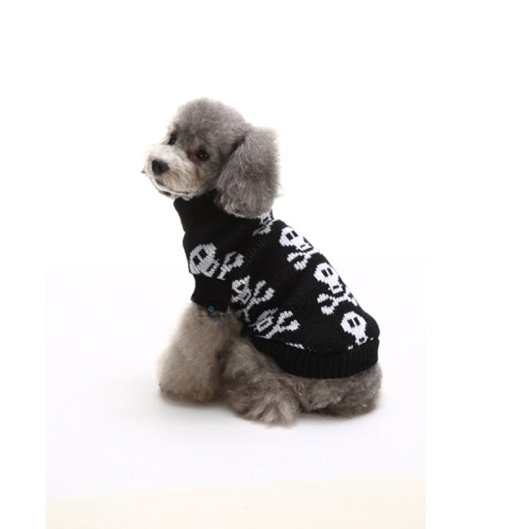 New Autumn And Winter Small Skull Head Personality Halloween Pet Sweater Pet Clothing Cat And Dog Clothes