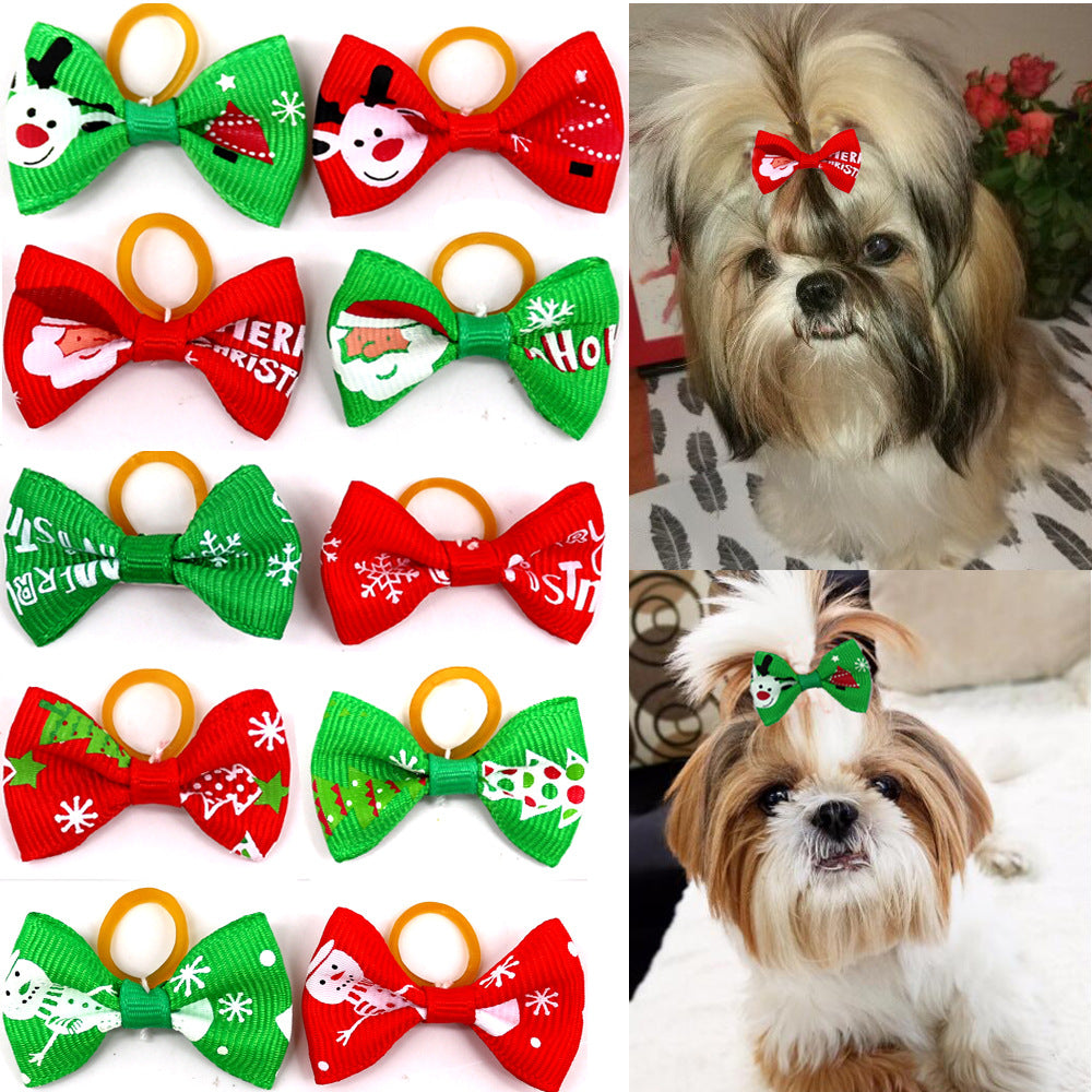 10PCS Christmas Dog Hair Bows for Puppy Yorkshirk Small Dogs Hair Accessories Grooming Bows Halloween Dog Bows Pet Supplies